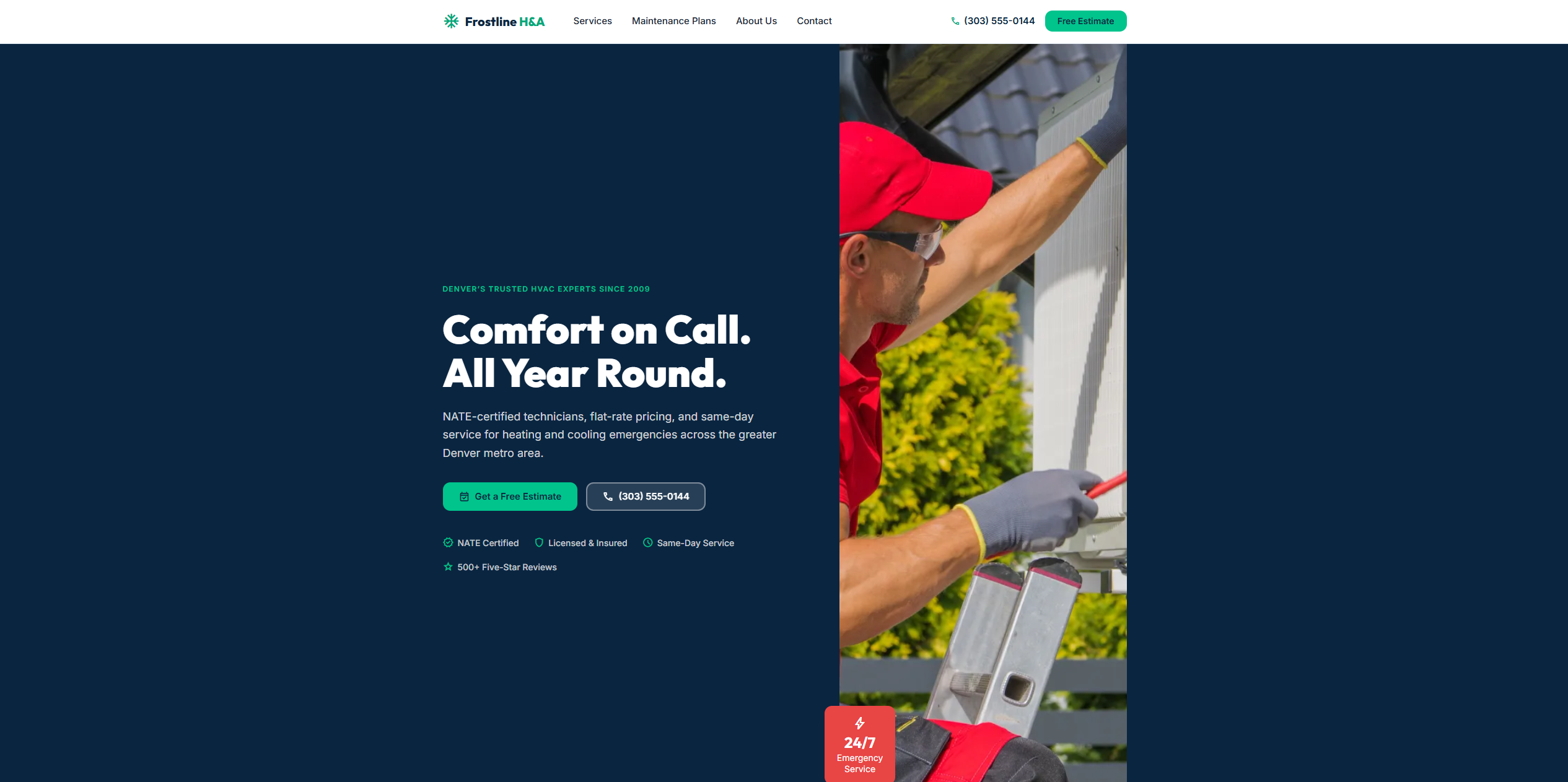 Frostline HVAC business site screenshot